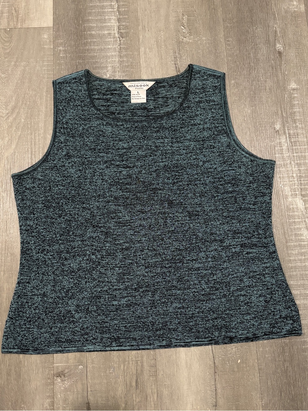 Misook Teal-Black Marled Knit Sleeveless Top